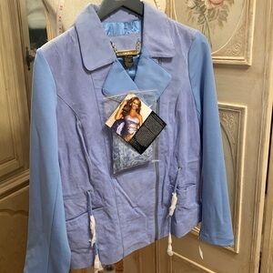 IMAN 100% leather&fabric jacket platinum collection